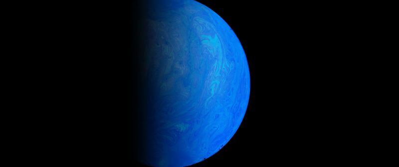 Planet, Astronomy, Outer space, Blue, Black background, 5K, 8K