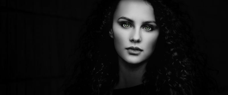 Woman, Beautiful, Portrait, Black background, Fair