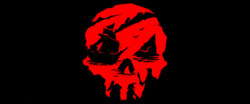 Sea of Thieves, PC Games, Xbox One, Xbox Series X and Series S, 5K, Black background, Skull, 8K, AMOLED