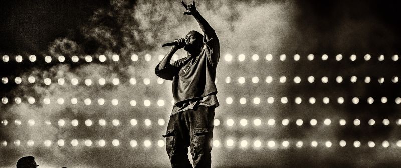 Kanye West, 5K, Live concert, Sepia background, American rapper