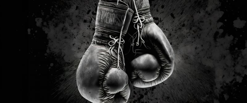 Boxing, Gloves, Dark background, 5K