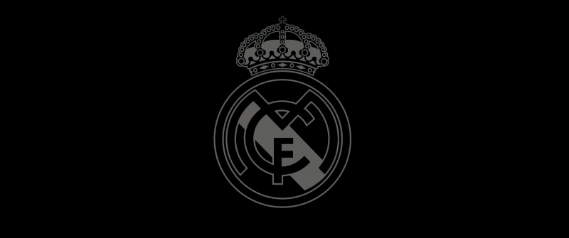 Real Madrid CF, Minimalist, Logo, Spanish, Football club, Black background