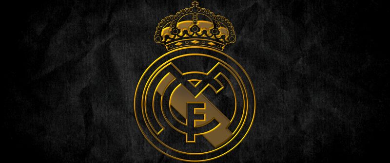 Real Madrid CF, Dark background, Logo, Spanish, Football club