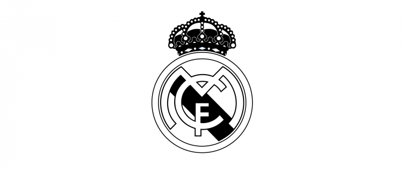 Real Madrid CF, Logo, Black and White, Football club, Spanish