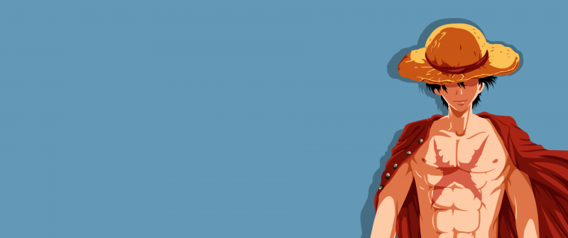 Monkey D. Luffy, Straw Hat Pirates, Minimalist, Blue background, Faceless