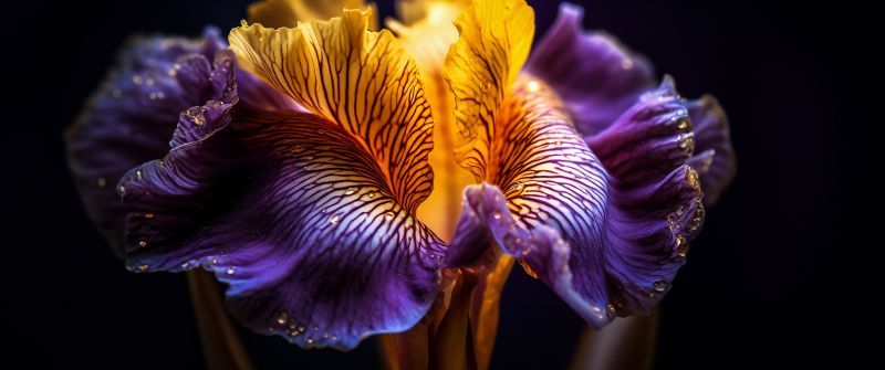 Purple Flower, Dark aesthetic, Dark background, Closeup Photography, Macro, Dew Drops