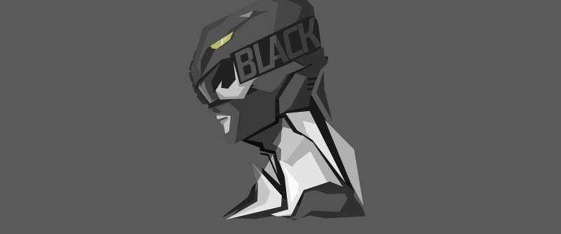 Black Ranger, Power Rangers, Dark background, Minimal art, 5K, 8K