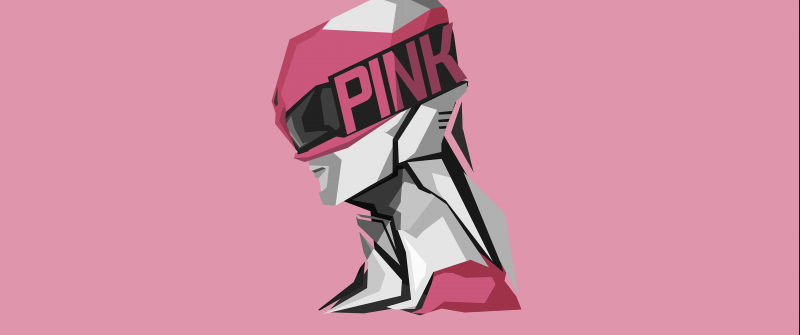 Pink Ranger, Power Rangers, Pink background, Minimal art, 5K, 8K