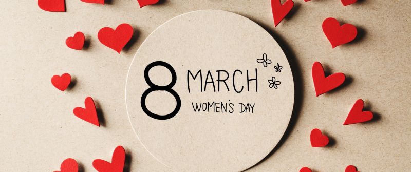March 8th, Women's Day, Red hearts, Love hearts