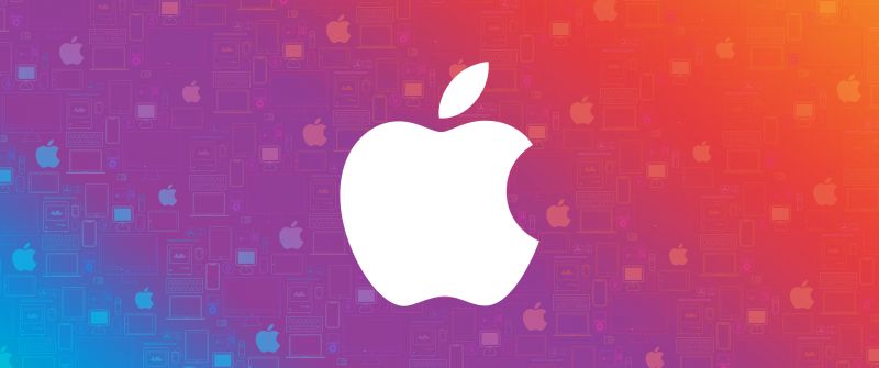 Apple logo, Gradient background, Colorful background, Abstract design