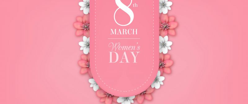 Women's Day, Illustration, Pink aesthetic, March 8th, 5K, Pink background, Pastel pink