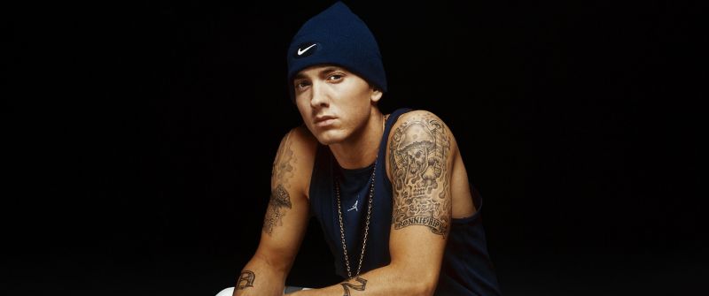 Eminem, Black background, American rapper, 5K