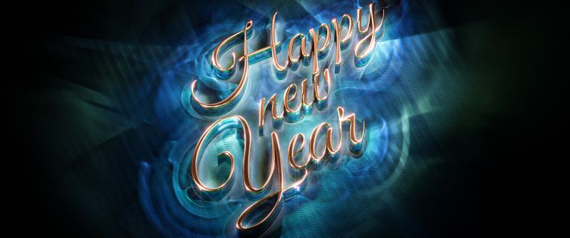 Happy New Year, Typography, 3D text, 3D typography, Dark background