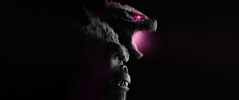 Godzilla x Kong: The New Empire, AMOLED, 5K, 8K, 2024 Movies, Black background