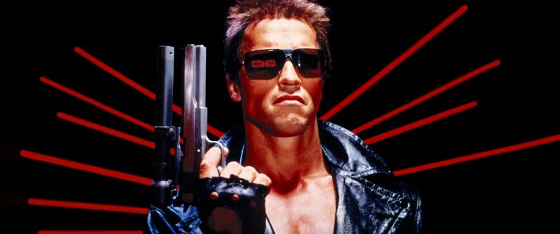 The Terminator, Arnold Schwarzenegger, 5K, Black background