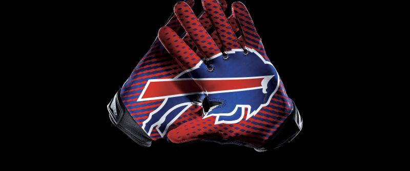 Buffalo Bills, Gloves, Black background, NFL team, American football team, AMOLED, 5K, 8K
