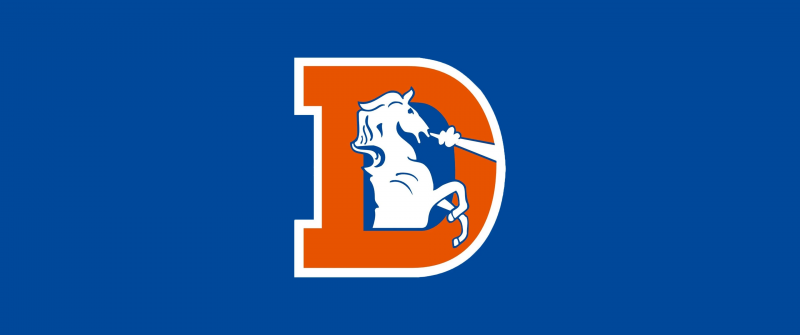 Denver Broncos, Minimal logo, Blue background, Miles Mascot