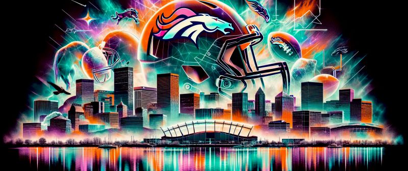 Denver Broncos, American football team, NFL team, Dark background, AI art