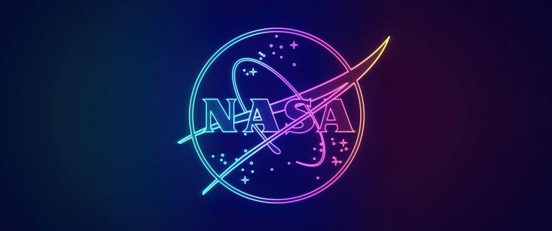 NASA, Neon, Logo, Dark blue, 5K