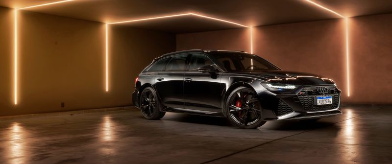 Audi RS 6 Avant performance, 2024, 5K, 8K, Neon Lights, Brown aesthetic