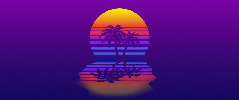 Synthwave, Gradient background, Palm trees, Retrowave, Sunset, Neon art, Aesthetic