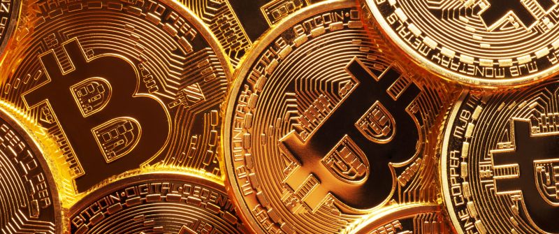 Bitcoin, Gold coins, Cryptocurrency, 5K