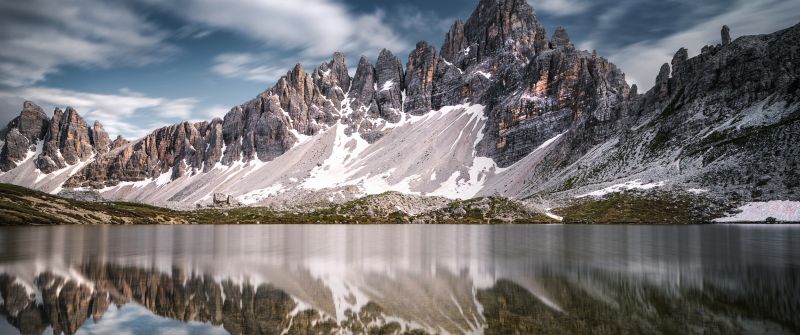 Laghi dei Piani Lake, Italy, Dolomite mountains, Body of Water, Reflections, 5K
