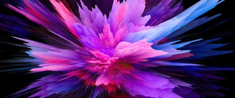 Color burst, Purple abstract, Xiaomi, Stock, 5K, Black background