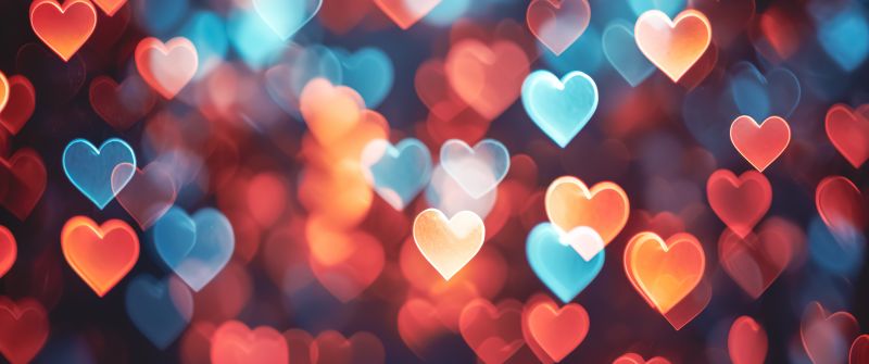 Bokeh Background, Love hearts, Valentine, 5K, AI art