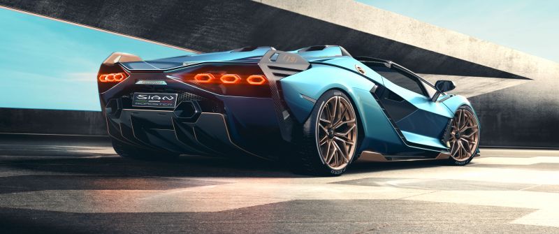 Lamborghini Sián Roadster, Rear View, 2020, 5K, 8K