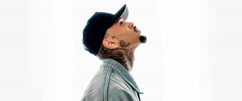 Chris Brown, American singer, 5K, White background