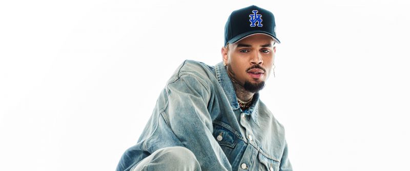 Chris Brown, White background, American rapper