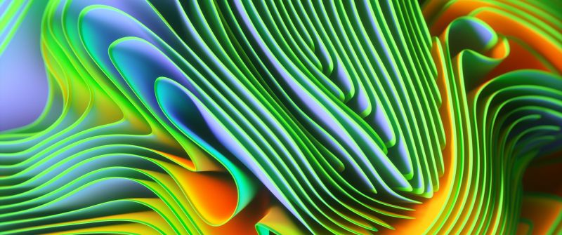 Twirls, Green abstract, Colorful, Spectrum, 