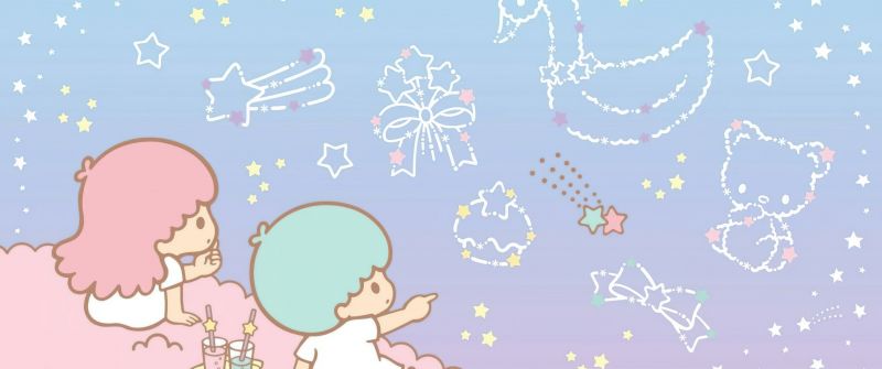Little Twin Stars, Night sky, Kiki and Lala, Pastel, Aesthetic, Cartoon, Sanrio