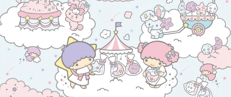 Little Twin Stars, Cotton candy, Pastel, Aesthetic, Kiki and Lala, Cartoon, Sanrio