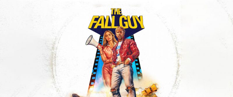 The Fall Guy, Illustration, 2024 Movies, Ryan Gosling, Emily Blunt, White background