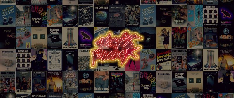 Daft Punk, Neon light, Album cover, 5K