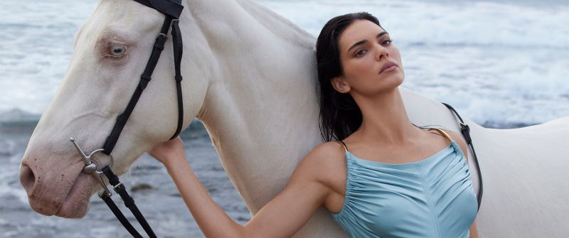 Kendall Jenner, White horse, Photoshoot, Beach