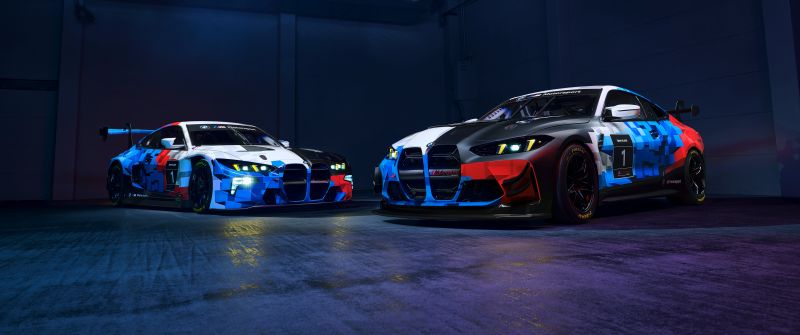 BMW M4 GT3 EVO, BMW M4 GT4 EVO, 2024, 5K, BMW M Motorsport, 8K