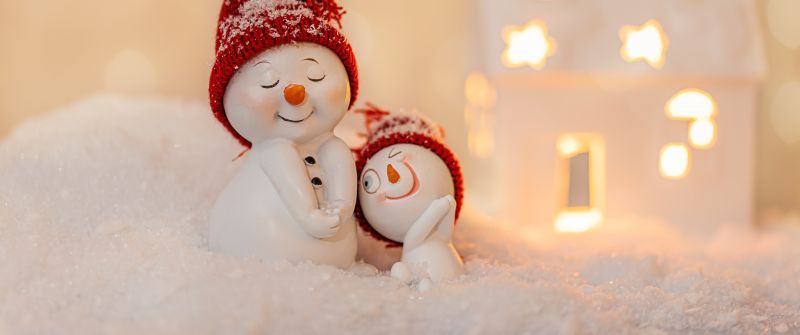 Snowmen, Cute Christmas, Decoration, Christmas Eve, Happy, Snow, Cute expressions, 5K, Navidad, Noel