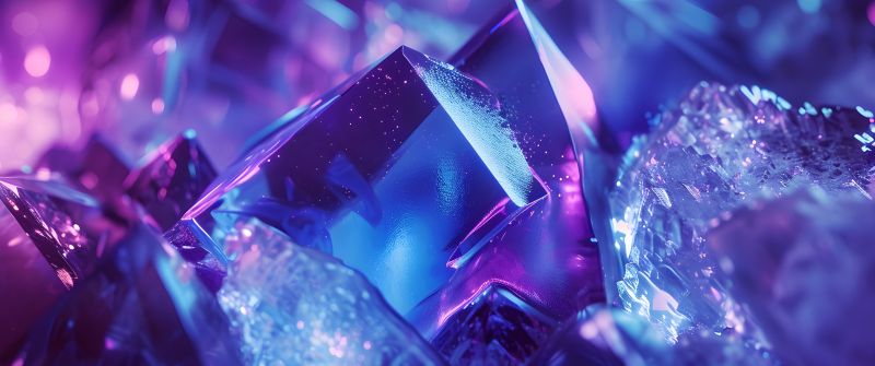 Purple aesthetic, Crystals, Abstract background, 5K, Sparkling