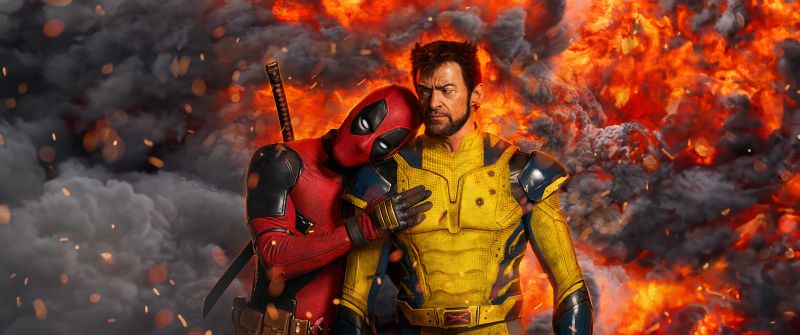 Deadpool & Wolverine, Fire, 5K, 8K, 2024 Movies, Marvel Cinematic Universe