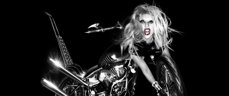 Lady Gaga, Black background, 5K, 8K