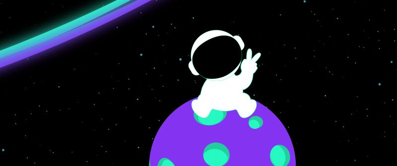 Cute astronaut, Illustration, 8K, Outer space, 5K, Black background, AMOLED