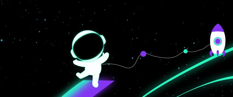 Cute astronaut, 8K, Outer space, Space flight, 5K, Black background, AMOLED