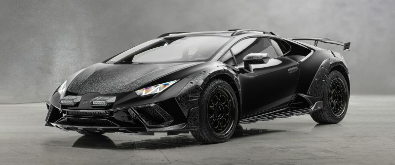 Lamborghini Huracan Sterrato, Mansory, 5K, 2024, Black cars, Dark aesthetic