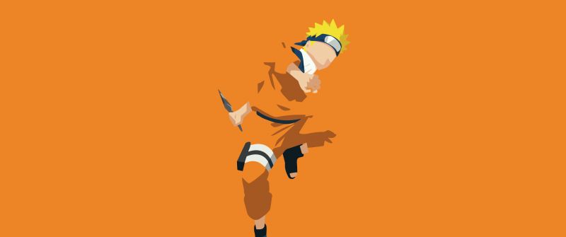Naruto Uzumaki, Minimalist, Orange background