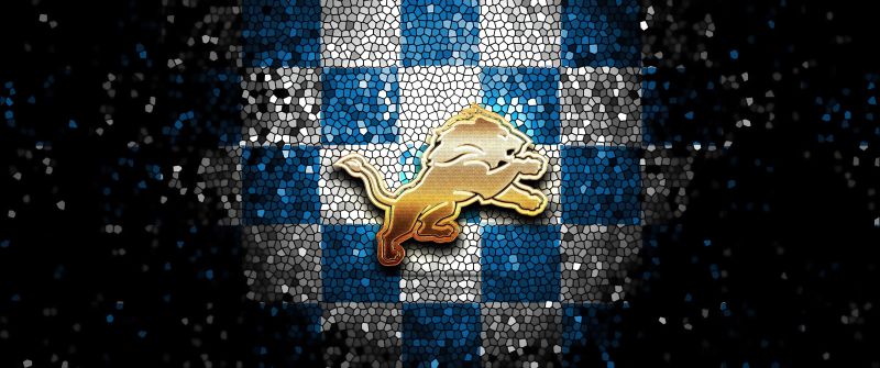 Detroit Lions, Mosaic, Emblem, American football team, NFL team, 5K
