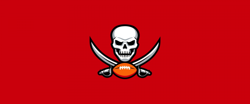 Tampa Bay Buccaneers, Minimal logo, Red background, NFL team, American football team