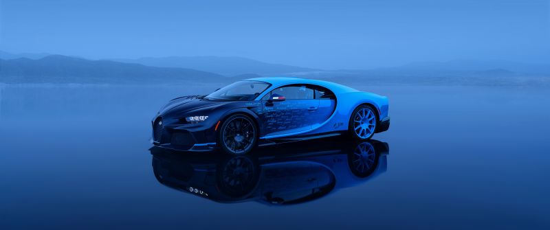 Bugatti Chiron, Blue aesthetic, 5K, 8K